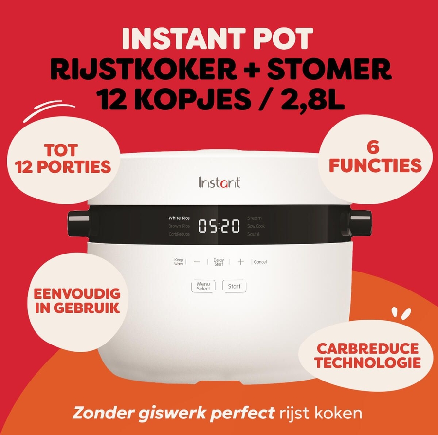 Instant Pot Rijstkoker, Slowcooker & Stomer 2,8L 2