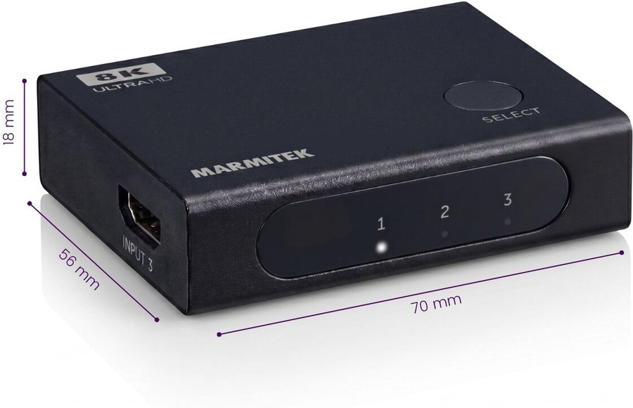 Marmitek Connect 730 - HDMI Switch 8K 60 Hz – 4K 165 Hz 3