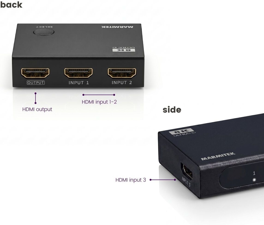 Marmitek Connect 730 - HDMI Switch 8K 60 Hz – 4K 165 Hz 6