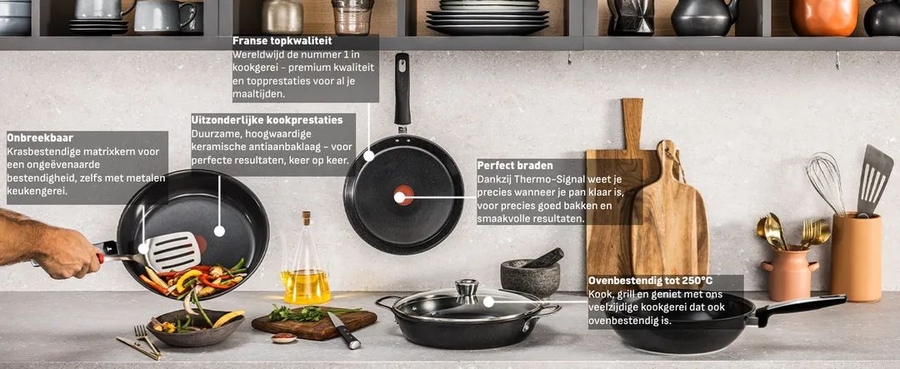 Tefal G20732 Excellence Ceram Hapjespan met Deksel - 24 cm  6
