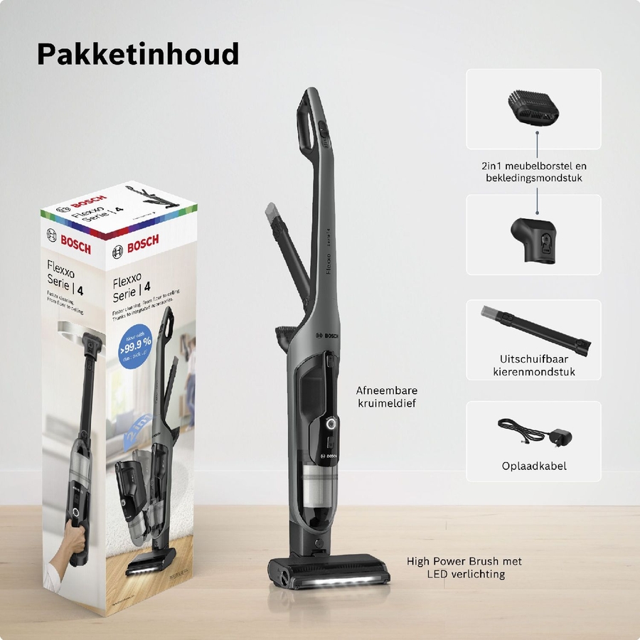 BOSCH BHH4GN28 Serie 4 Flexxo 28 Vmax Steelstofzuiger 12