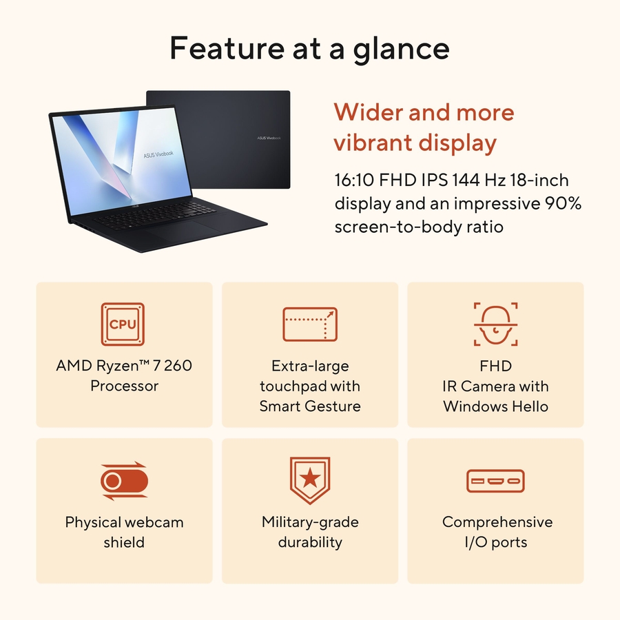 Vivobook 18 M1807HA-S16512W Copilot+ 22