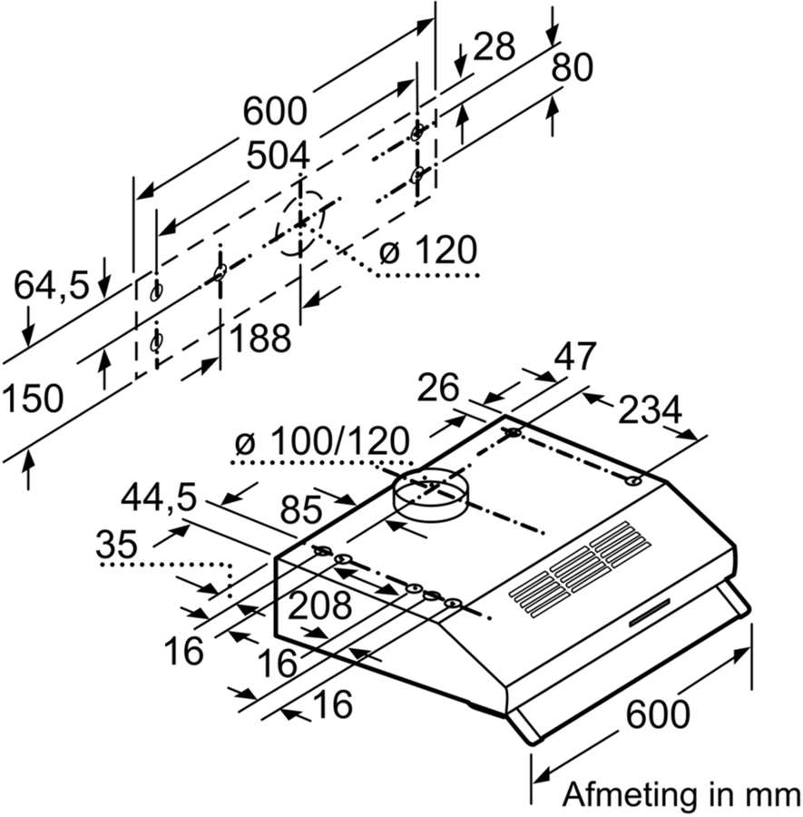 Bosch DUL62FA21 Serie 2 onderbouw afzuigkap 6