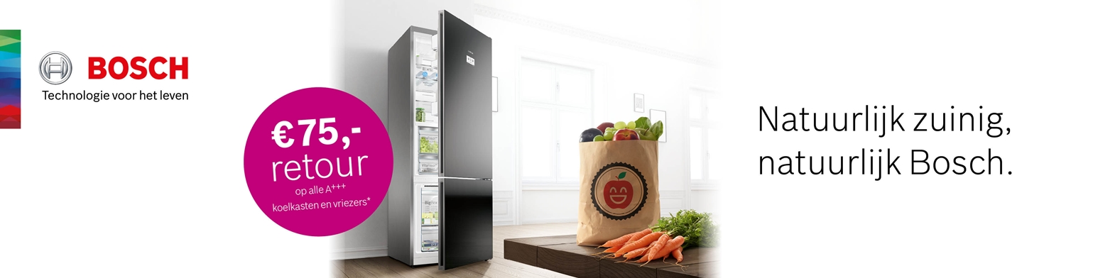 Bosch A+++ koelkasten en vriezers met 75,- retour